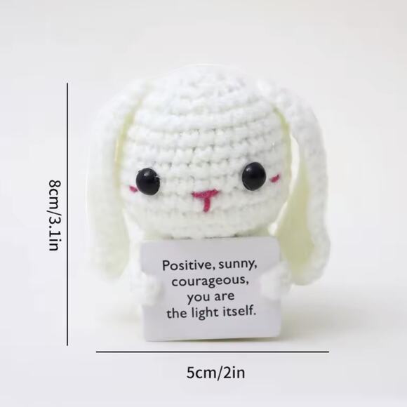 White Bunny Plush with Inspirational Message Kawaii Style Motivational Gift - Picture 2 of 6